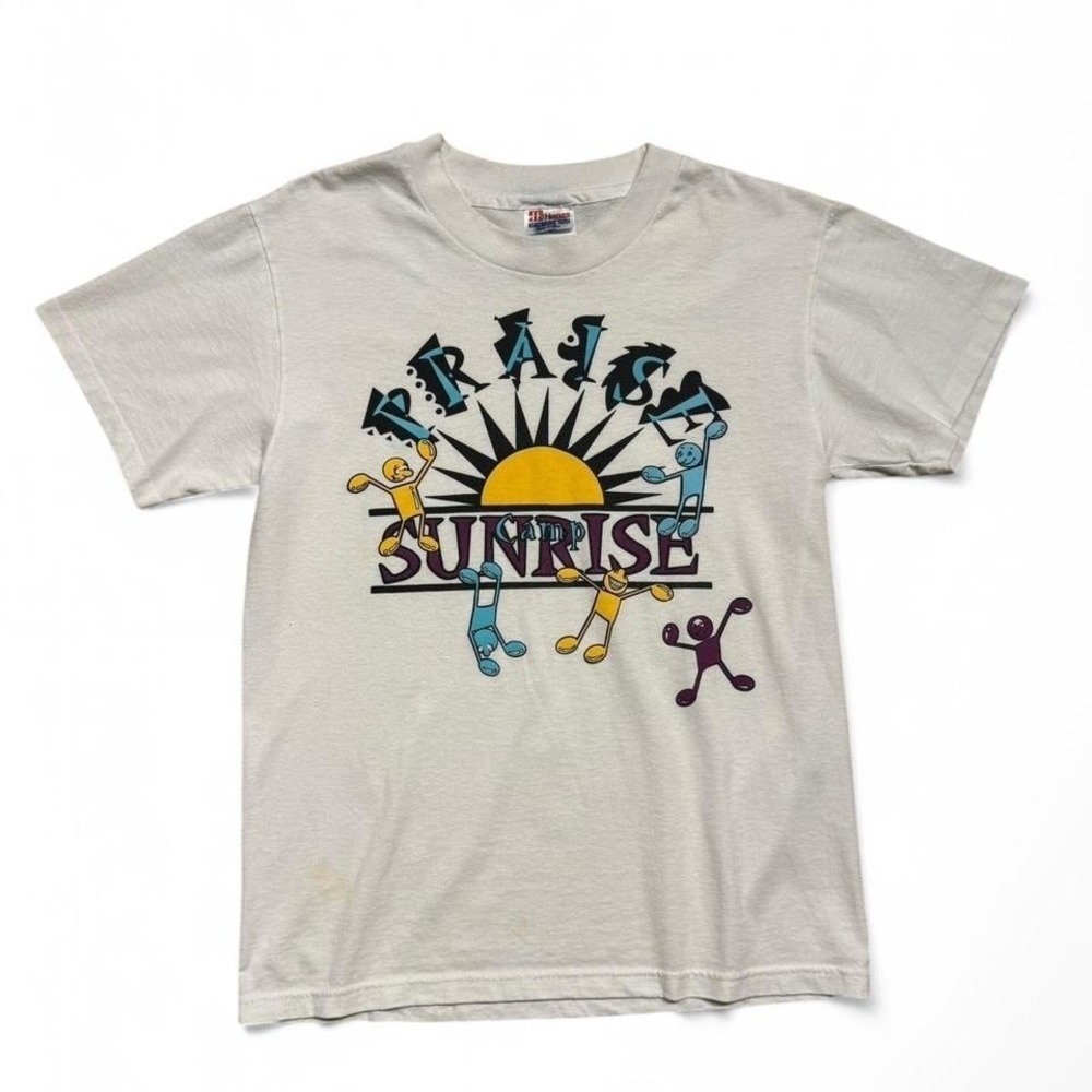 Vintage 90s Praise Sunrise Church Camp Jesus Religious God Prayer Bible T-Shirt